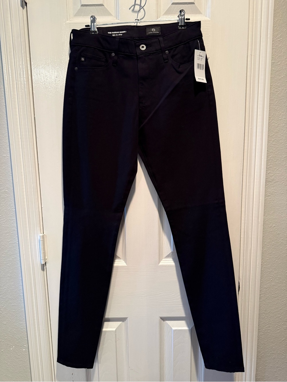 NWT AG Adriano Goldschmied Farrah Skinny High Rise Jeans Black Size 26 $215